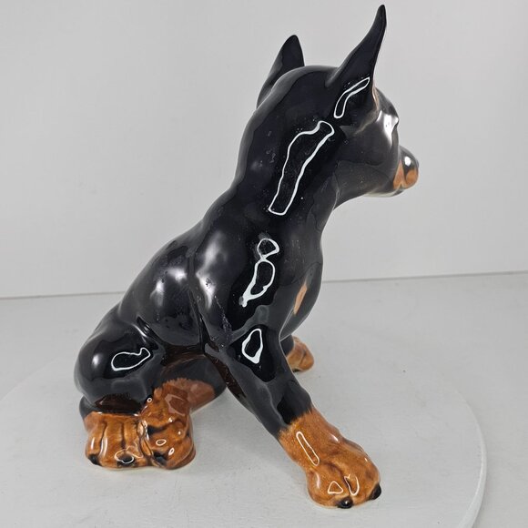 Goebel Doberman Puppy Figurine Dog Black Brown Porcelain *Repaired* - Picture 4 of 11